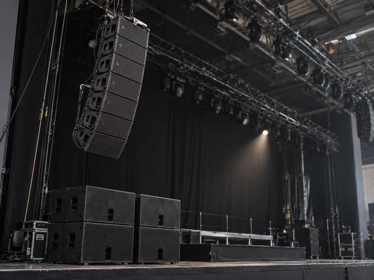 Illustration: line array system above a stage