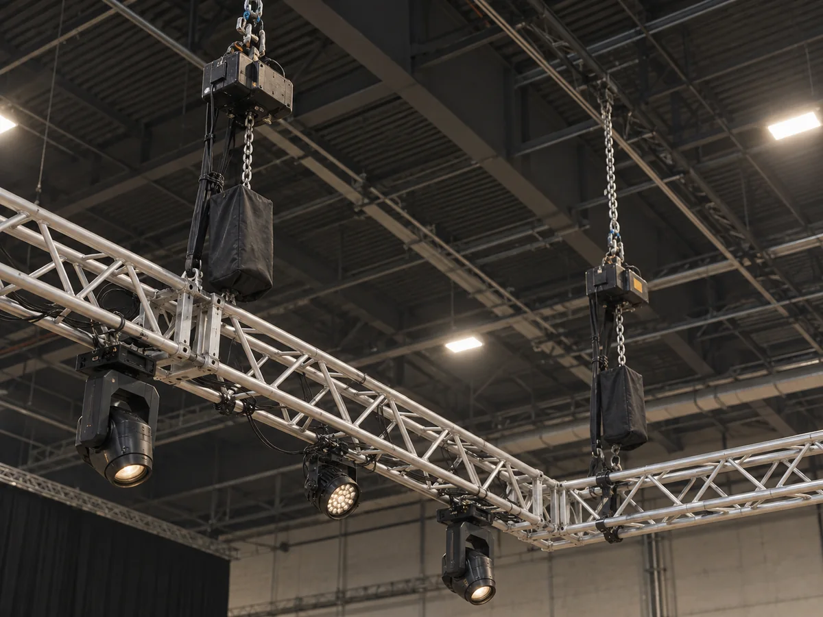 Illustration: aluminium truss and chain hoists