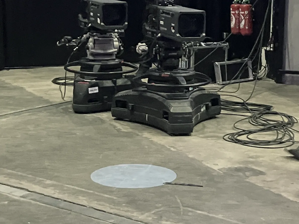 Broadcast cameras set up for a live broadcast