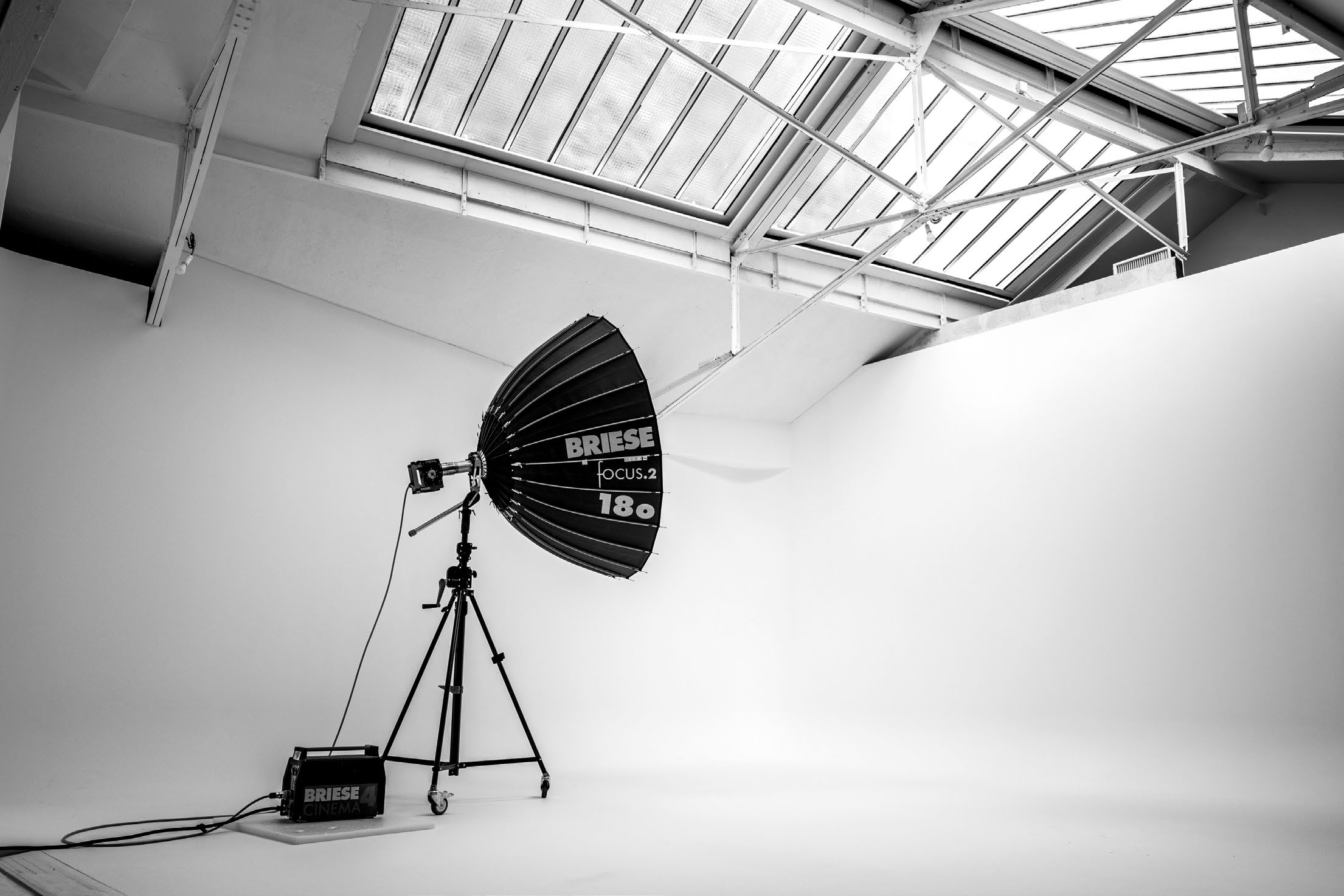 The bare stage, white cyclorama